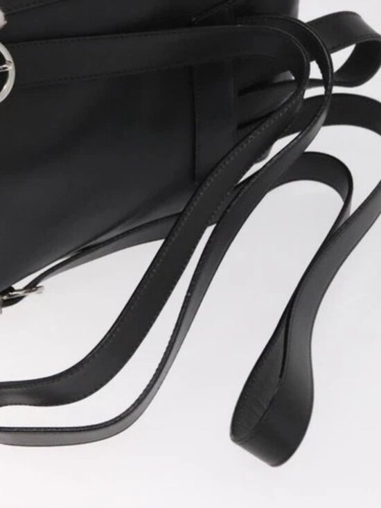 Salvatore Ferragamo Gancini Backpack Leather Black Silver Auth BA9687 main image 5